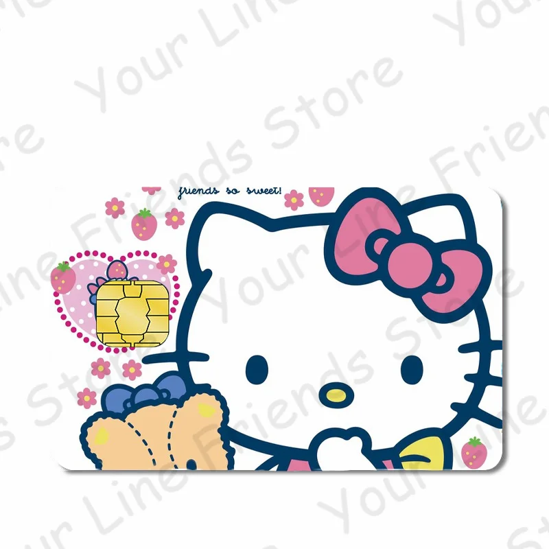 Hello Kitty Credit Card Debit Card Sticker Kawaii Sanrio Family My Melody Poker Sticker Cartoon Waterproof Sticker