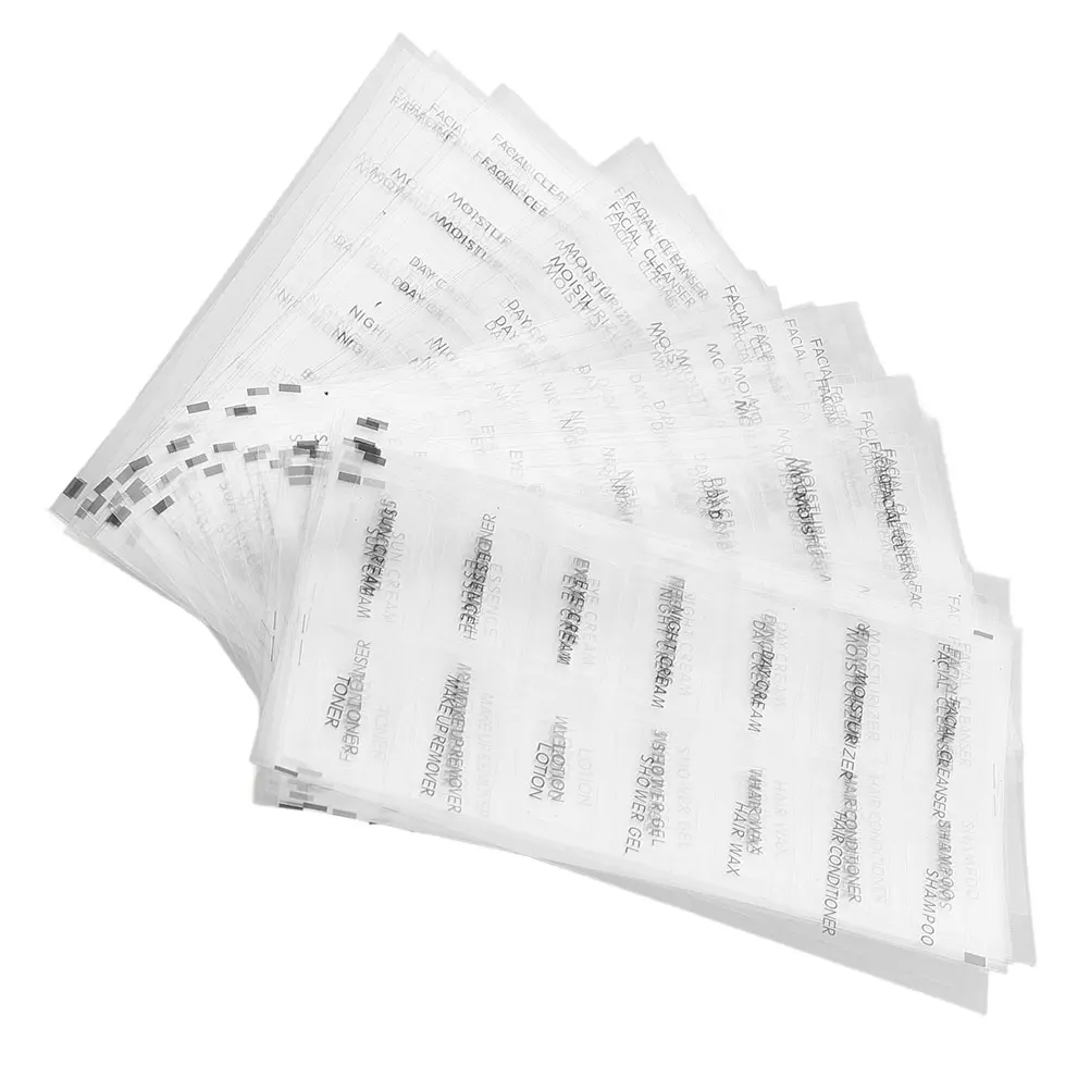 

20 Sheets Travel Toiletry Labels Clear Refillable Bottle Stickers for Shampoo Conditioner Bath Bottles Organization