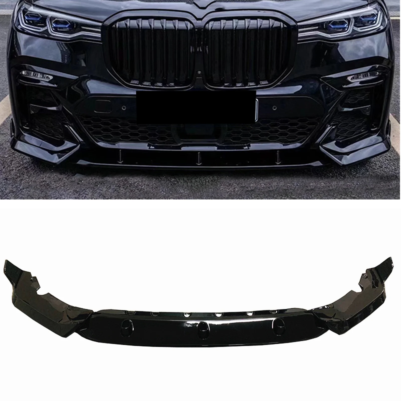 

For BMW G07 X7 M Sport 2019 2020 2021 2022 Front Bumper Spoiler Lip Gloss Black/Carbon Fiber Look Lower Lippe Splitter Blade Kit