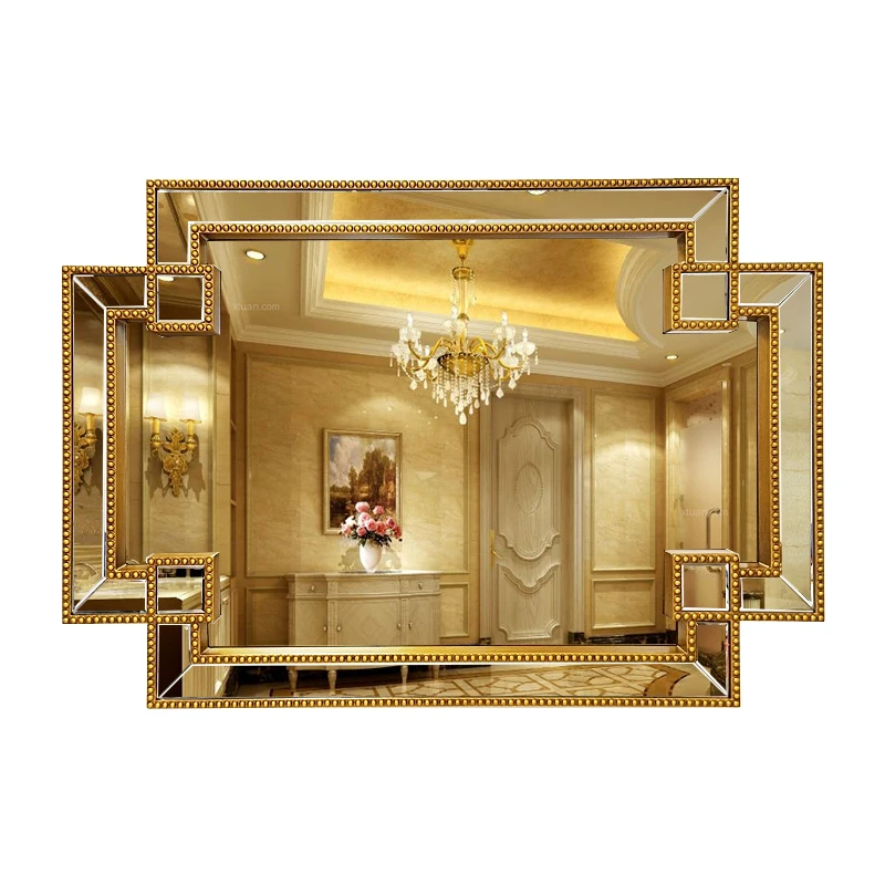 Funky Luxury Wall Mirror Print Rustic Bedroom Stained Glass Mirror Bathroom Vintage Makeup Adornos Para El Hogar Room Decoration