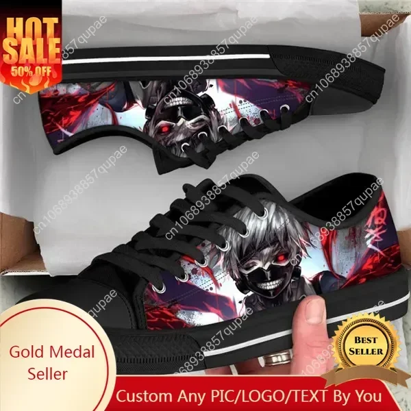 

S Japan Tokyo Ghoul Pattern Anime Classic Low Style Men Casual Sneakers Canvas Fashion Breathable Men's Shoes Lace-up