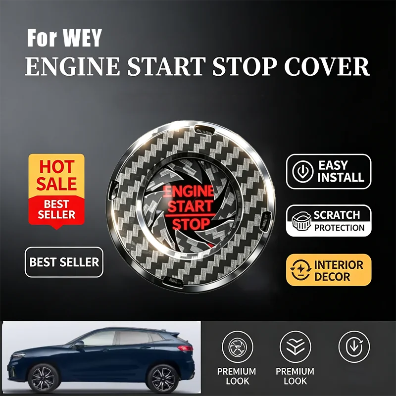 For WEY Car Ignition Start Button Cover Decorative Ring Hidden Protective Cover Anti Scratch Interior Accessories