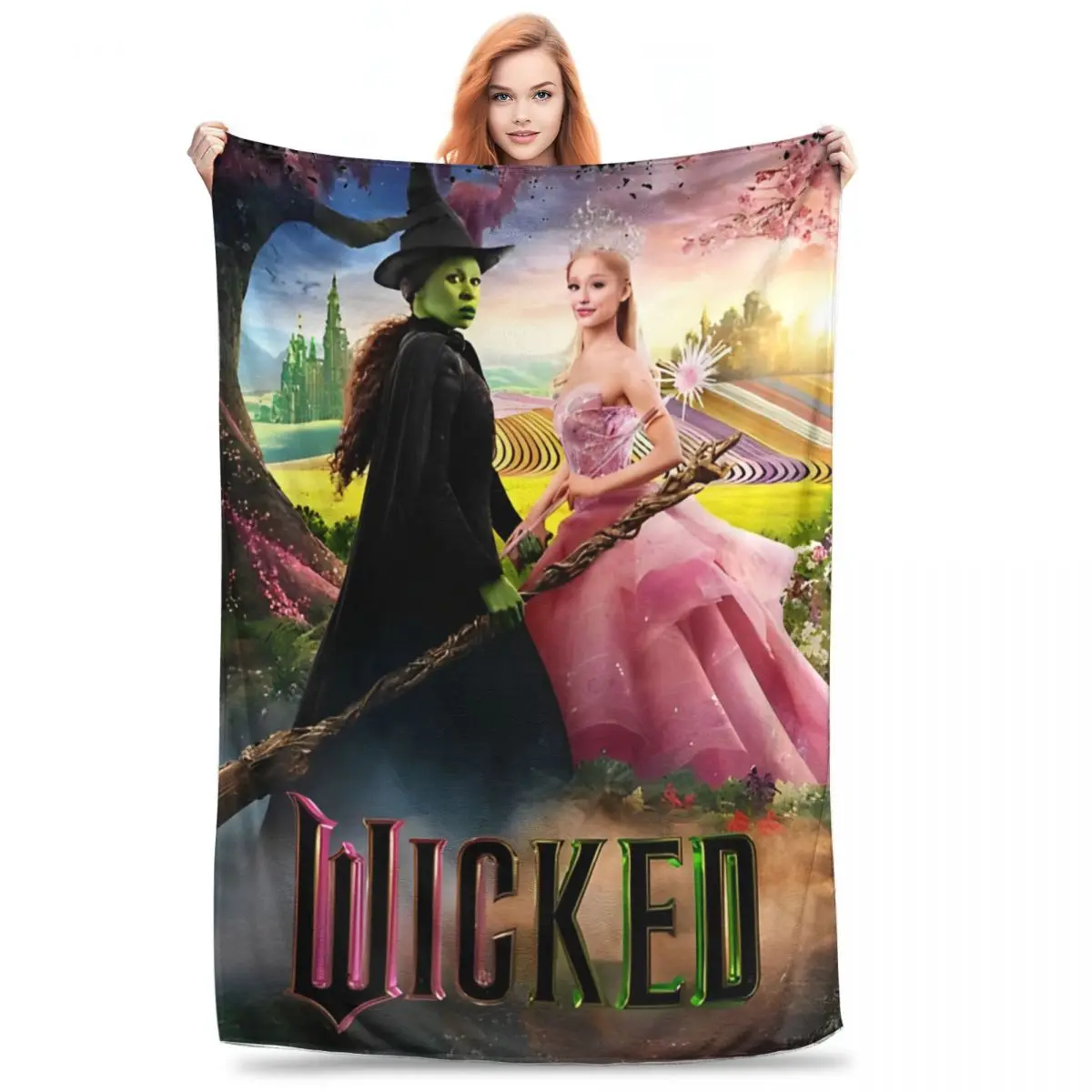 Glinda And Elphaba Wicked Fantasy Movie Blanket Multi-size Super Soft and Warm Throw Blankets for Sofa Couch and Bed