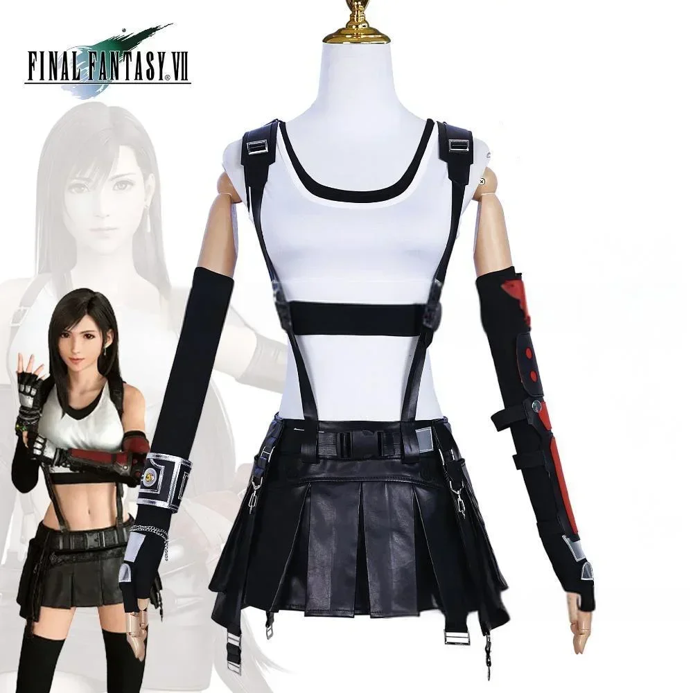 

Game Final Fantasy VII Tifa Lockhart Cosplay Costume Adult Women Full Set Accessory Clothing Suit Halloween Party Outfits Suits