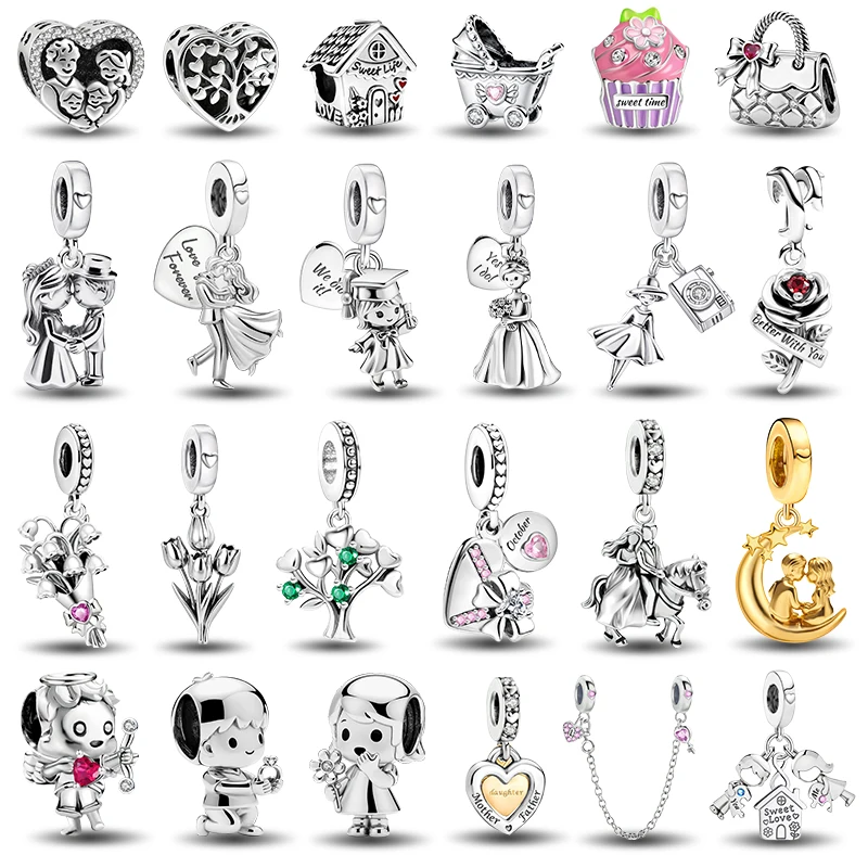 

Стерлингового Серебра 925 пробы для мальчиков и девочек, пара серии, предложение, подвески-подвески, бусины, подходят для оригинальных браслетов-кастрюли, ювелирные изделия, подарок