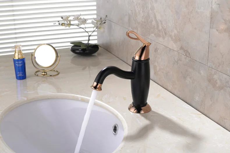 

Роскошный латунный Смеситель для раковины в ванную комнату, высококачественный модный дизайн, смеситель для горячей и холодной воды, высокий/низкий стиль, розовое золото и черный/золотой