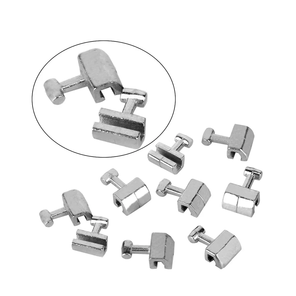 AZDENT 5 Packungen zahnärztliche kieferorthopädische Crimp-Haken, Größe lang, kurzer Anschlag, 10 Stück/Packung, Edelstahl, befestigt am Bogen – Detail 8