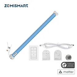 Zemismart Matter Over Thread Smart Roller Shade Blinds Motor Built in Battery for 38mm Tube Homekit Google Home Smartthings App