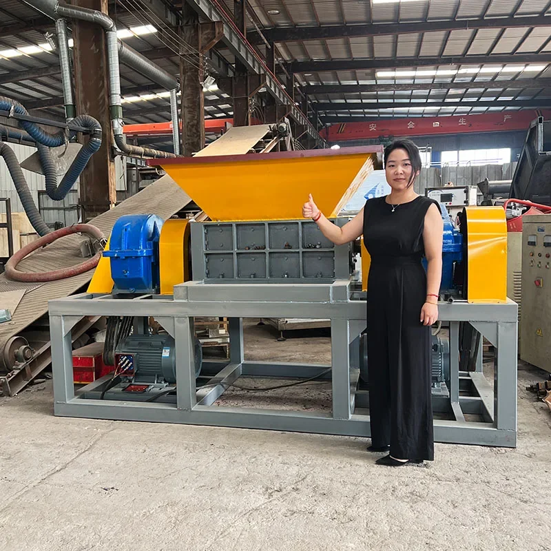 Heavy  Double Shaft hydraulic waste tire shredder machine tire shredder machine