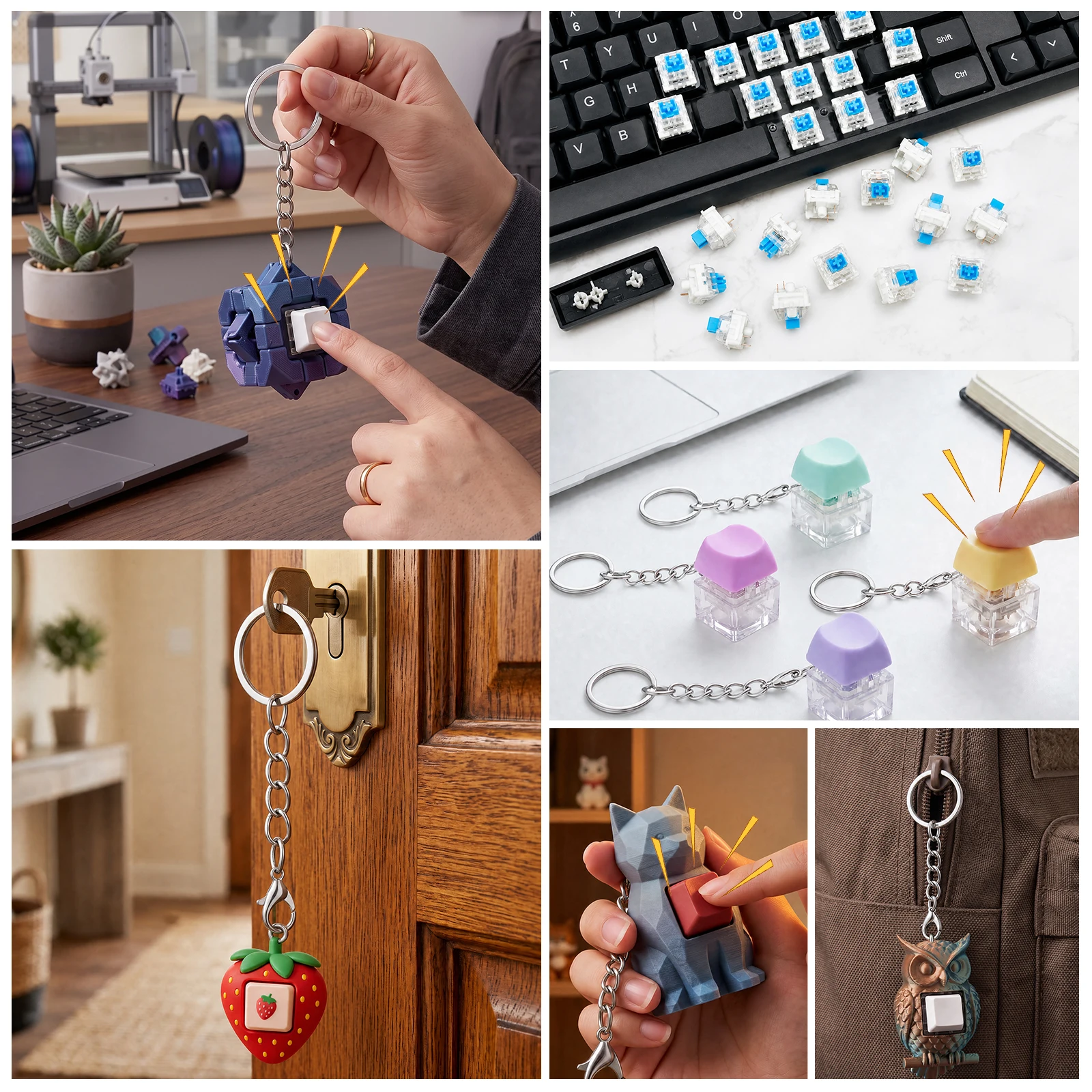100 Stück blaue mechanische Tastaturschalter, 3-Pin MX Clicky-Schalter für 3D-gedruckte Fidget-Clicker, DIY-Schlüsselanhänger, 50 Millionen Klicks – Detail 11