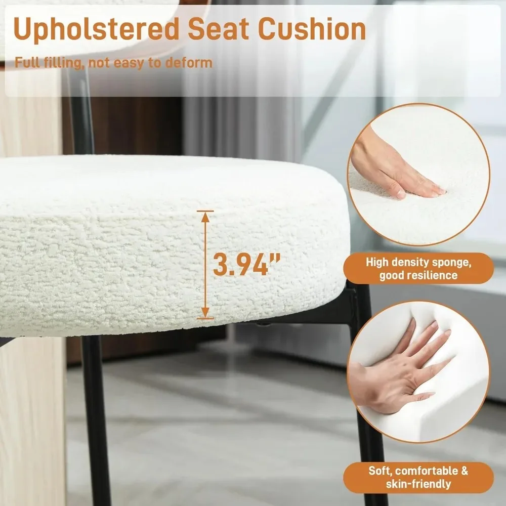 مجموعة مقاعد بار FUNCOLOR مقاس 28 بوصة مكونة من 2، مقاعد للبار بيضاء حديثة بارتفاع مضاد مع ظهر خشبي لجزيرة المطبخ، منجد F