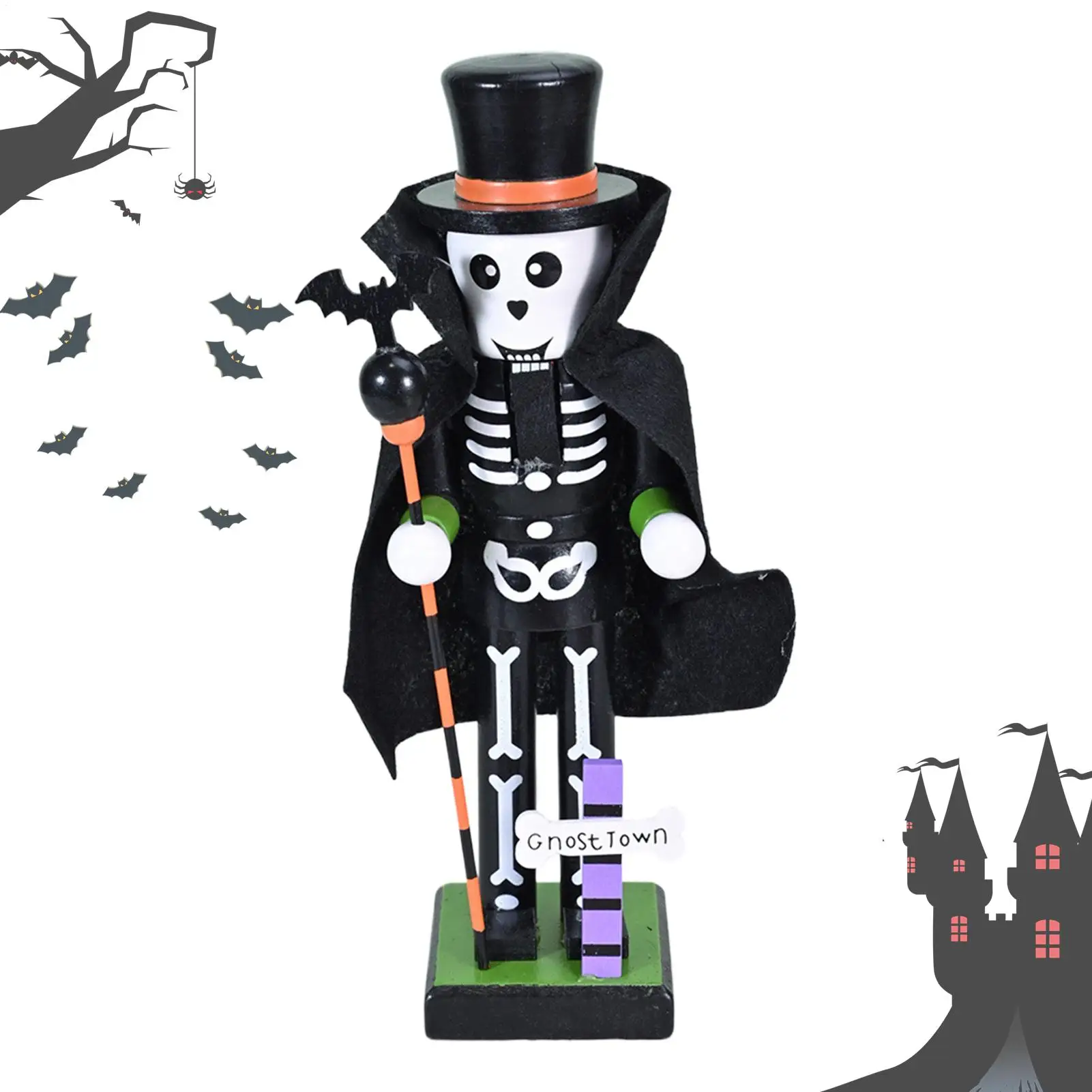 Halloween Nutcracker Statue Holiday Decor Skeleton Pumpkin Nutcracker Halloween Figurine Goody Bag Fillers For Home Display