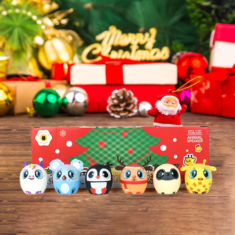 

Wonderful Christmas Gift for Kids Factory Wholesale Price Mini Cute Animals Image Christmas Gift Box 12 Pieces Portable Speakers