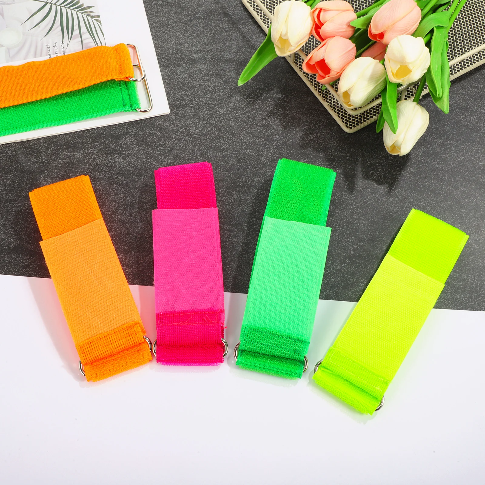 

6pcs Elastic Leg Bands Kids Carnival Party Game Racing Adjustable Strap Two Person Three Legged Race Rope Straps Outdoor