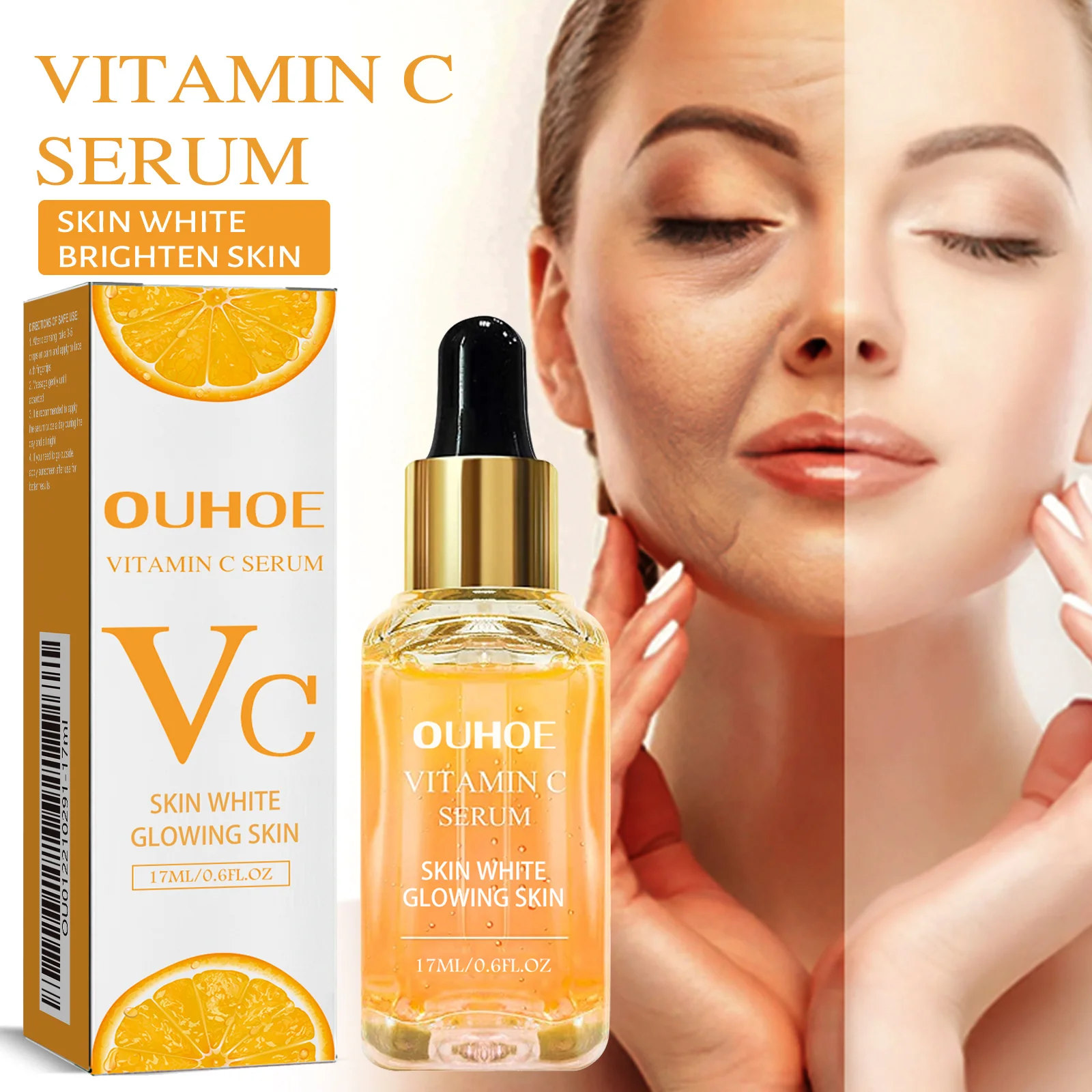 OUHOE Vitamin C Serum Brightening Deep Moisturizing Anti Aging Wrinkle Firming Facial Essence For Daily Skin Care Day Night Use