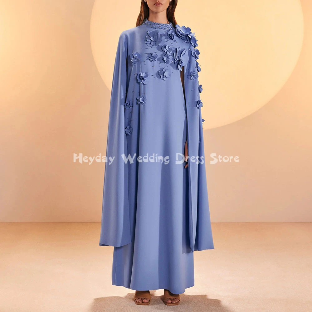 

Heyday Women's Customized 3D Flowers O-neck Beaded Evening Dresses With Long Sleeves Straight Ankle-Length Elegant Dresses 2025