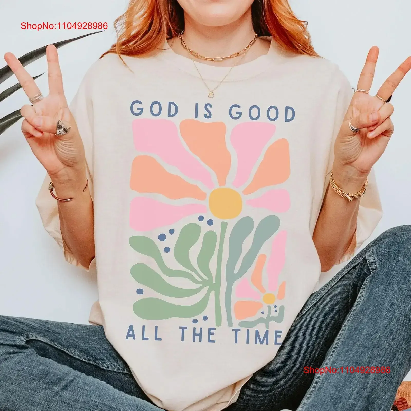 

Футболка God is Good, христианская одежда в стиле бохо с цветочным принтом, религиозная церковь, одежда с круглым вырезом, винтажная стираная модная унисекс, слегка удобная