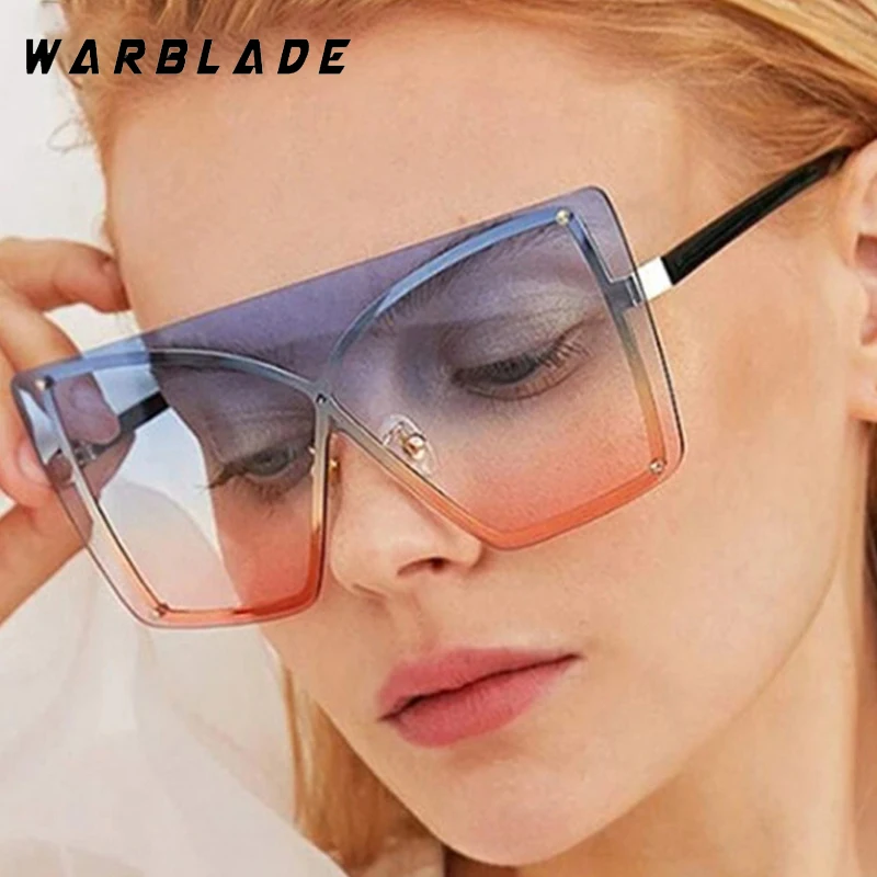 

Trending Rimless Oversized One-Piece Women's Sunglasses Steampunk Design Men Sunglass Street Photography Travel Eyewear UV400