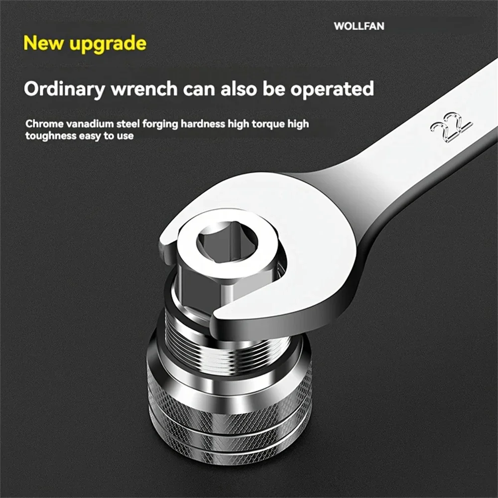 Magic Socket Wrench 9~21mm Universal Hex Spanner Multifunctional Ratchet Sleeve High Bearing Strength Large Torque Sturdy
