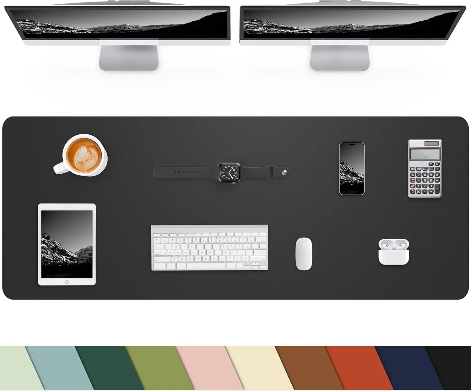 

Large Non-Slip PU Leather Desk Pad, 40x17in, Waterproof Office Mat, Mouse Pad & Protector, Ergonomic Soft Surface, Easy Clean, Black