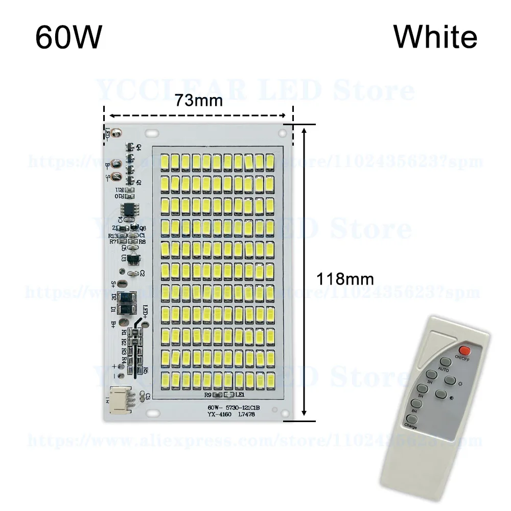 Pannello luminoso a LED bianco 20W 40W 60W 100W 200W SMD 5730 pannello sorgente luminosa solare per proiettore con telecomando per luce da giardino