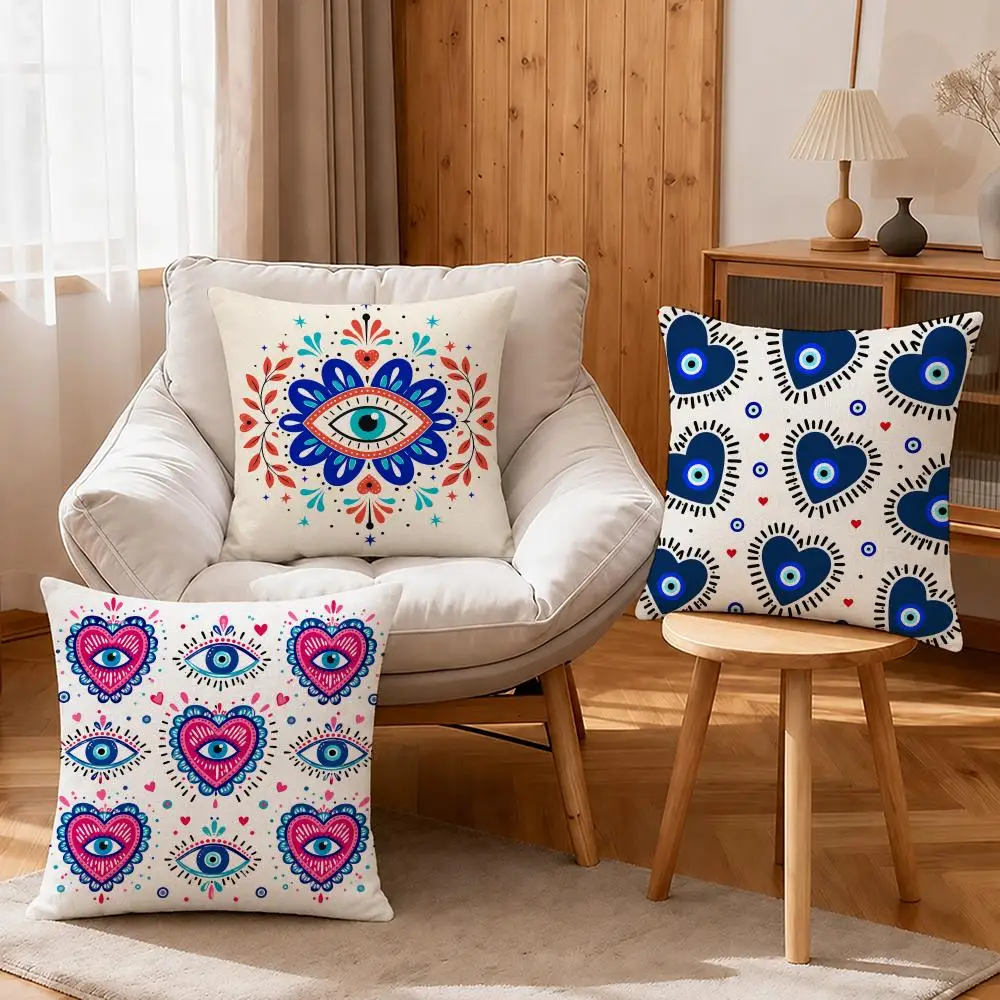 Art Abstract Eye Shapes Cushion Cover Linen Anti-Mite Antibacterial Cushion Cover Invisible Zipper Sofa Decor