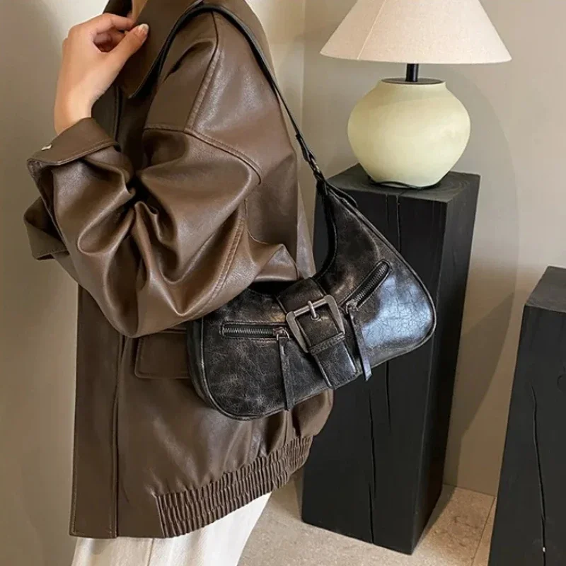 Zipper PU Advanced Retro Women\'s Shoulder Bag 2024 New Popular Versatile Crossbody Bag Bolsas Femininas Tendencia 크로스백