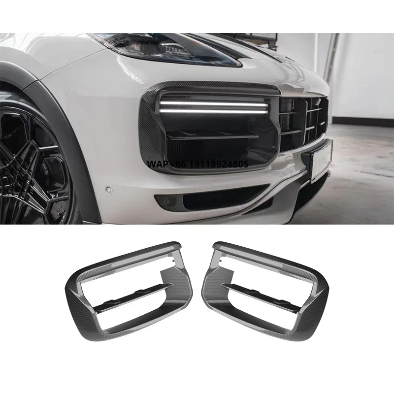 

For Cayenne 2018-2023 Car Modification Turbo Carbon Fiber Grille Body Kits for Cars Front Bumper Daytime Running Lights