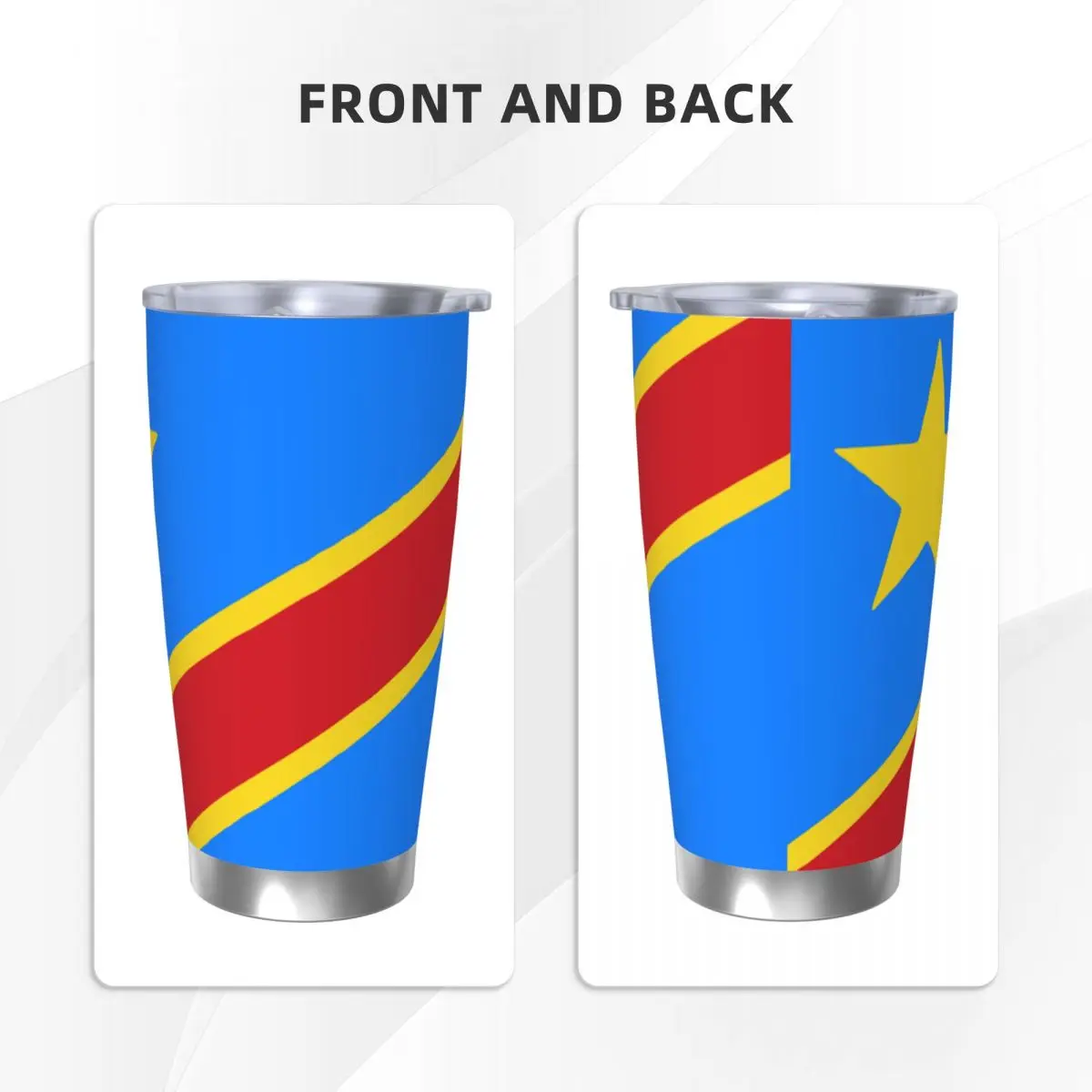 Flag Of Congo Kinshasa Zaire Tumbler Vacuum Insulated Coffee Cups with Lid Straw Travel Outdoor Mug Spill Proof, 20oz