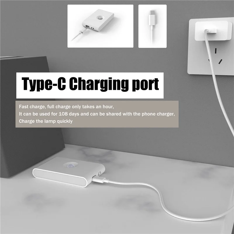 ABLL-センサーナイトライト磁気廊下キャビネットナイトライトワイヤレスUSB充電人体誘導ウォールライト