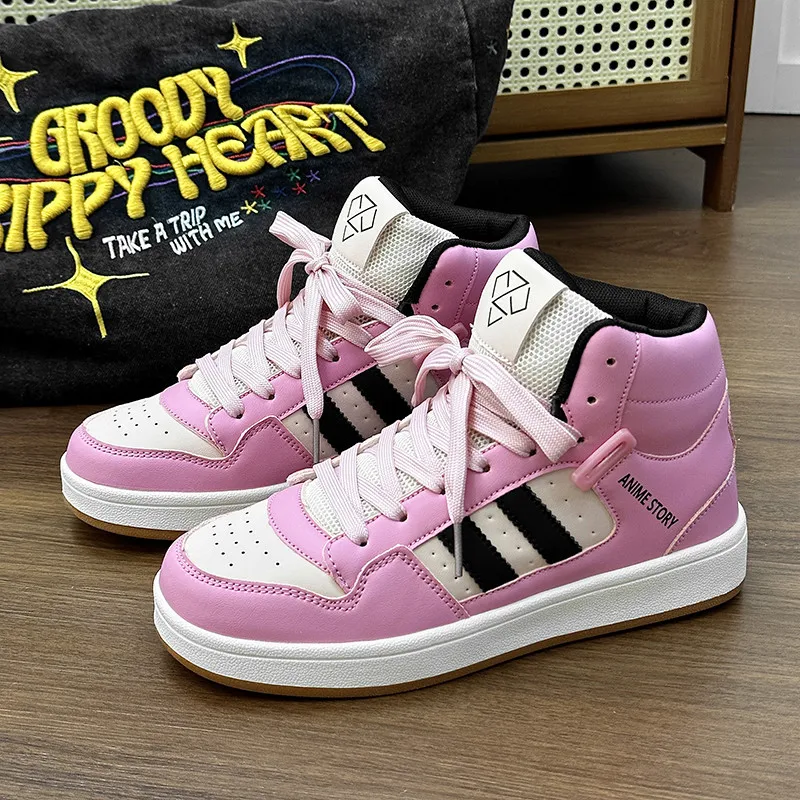 Brand Pink Men's Sneakers Classic High-top Women's Skate Shoes Autumn Platform Sneakers Men Streetwear Shoes zapatillas skater