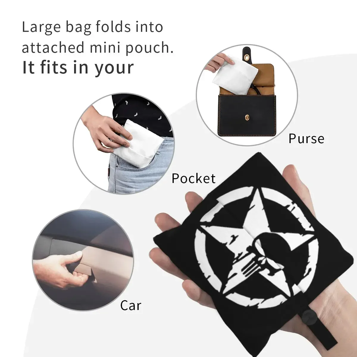 Custom Skull Groceries Shopping Tote Bag Women Cute Shoulder Shopper Bags Big Capacity Handbag image 3