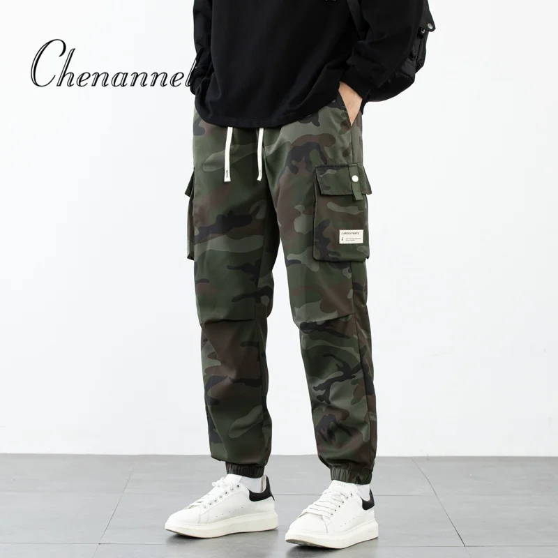 

Мужские камуфляжные брюки больших размеров, спортивные брюки-карго с эластичной резинкой на талии и несколькими карманами