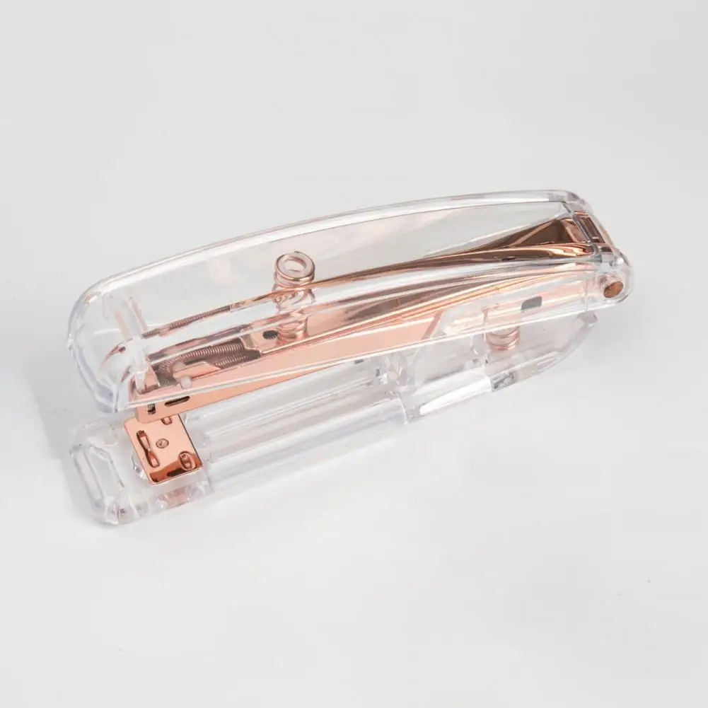 Student Stapler Heavy Duty Transparent Desktop Stapler with Anti-slip Base Labor-saving One-finger Stapler for School Office