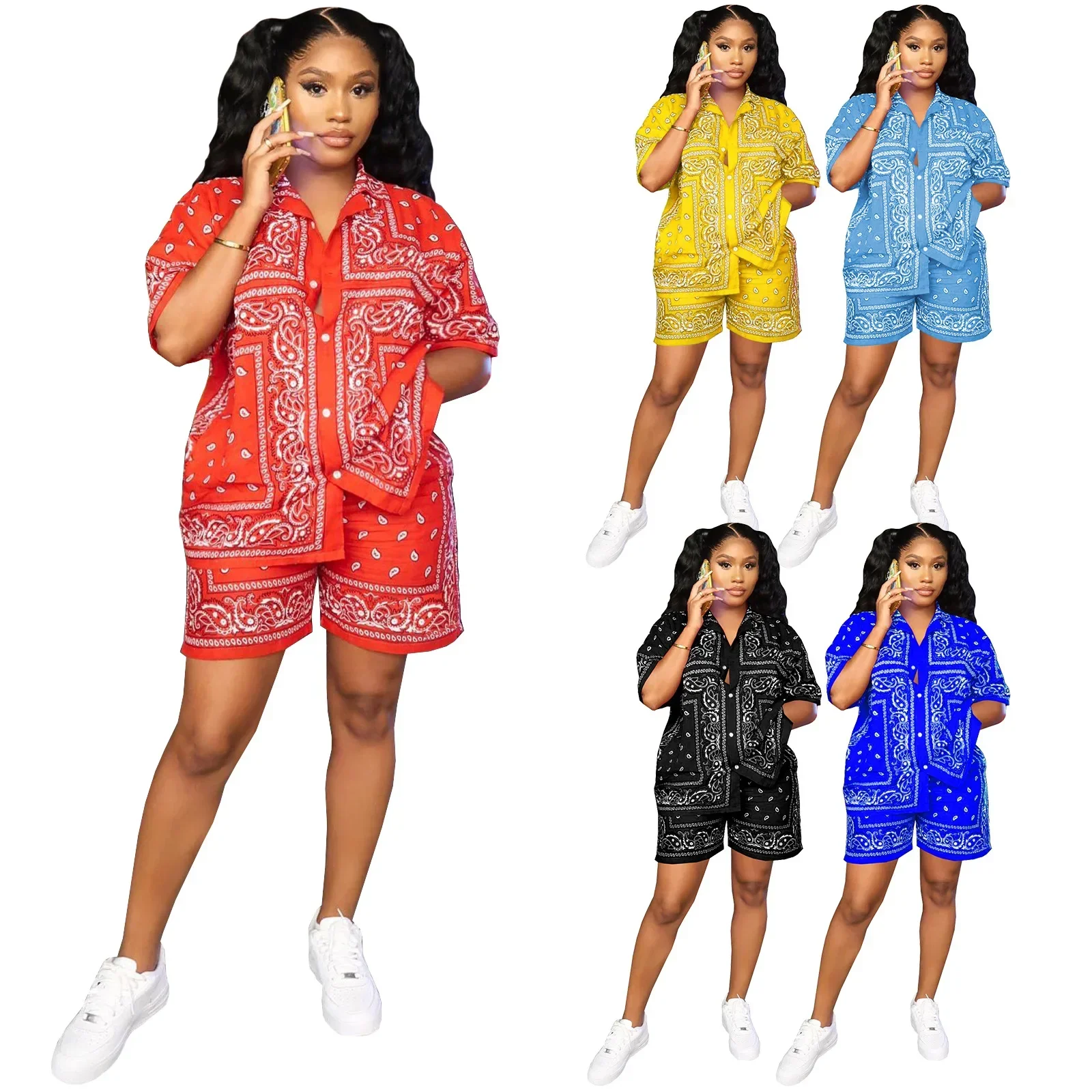 

African Clothes Women 2 Piece Sets African Sets for Women African Print Elastic Bazin Baggy Shorts Rock Style Dashiki Suit