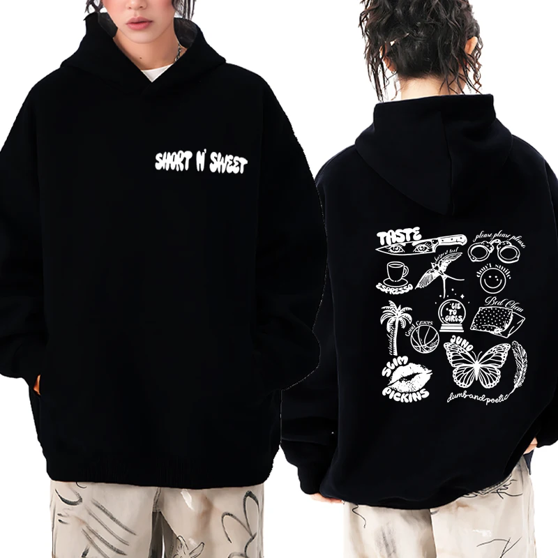 

2025 New in Singer Sabrina Carpenter fashion Graphics black Hoodie Men women Fleece Winter Sweatshirt Unisex Casual pullovers