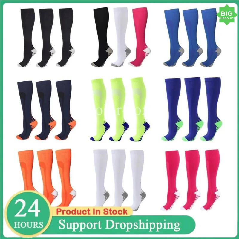 

3 Pairs Compression Socks Men Women Running Sport Socks Graduated Crossfit Training Running Recovery Outdoor Cycling Socks