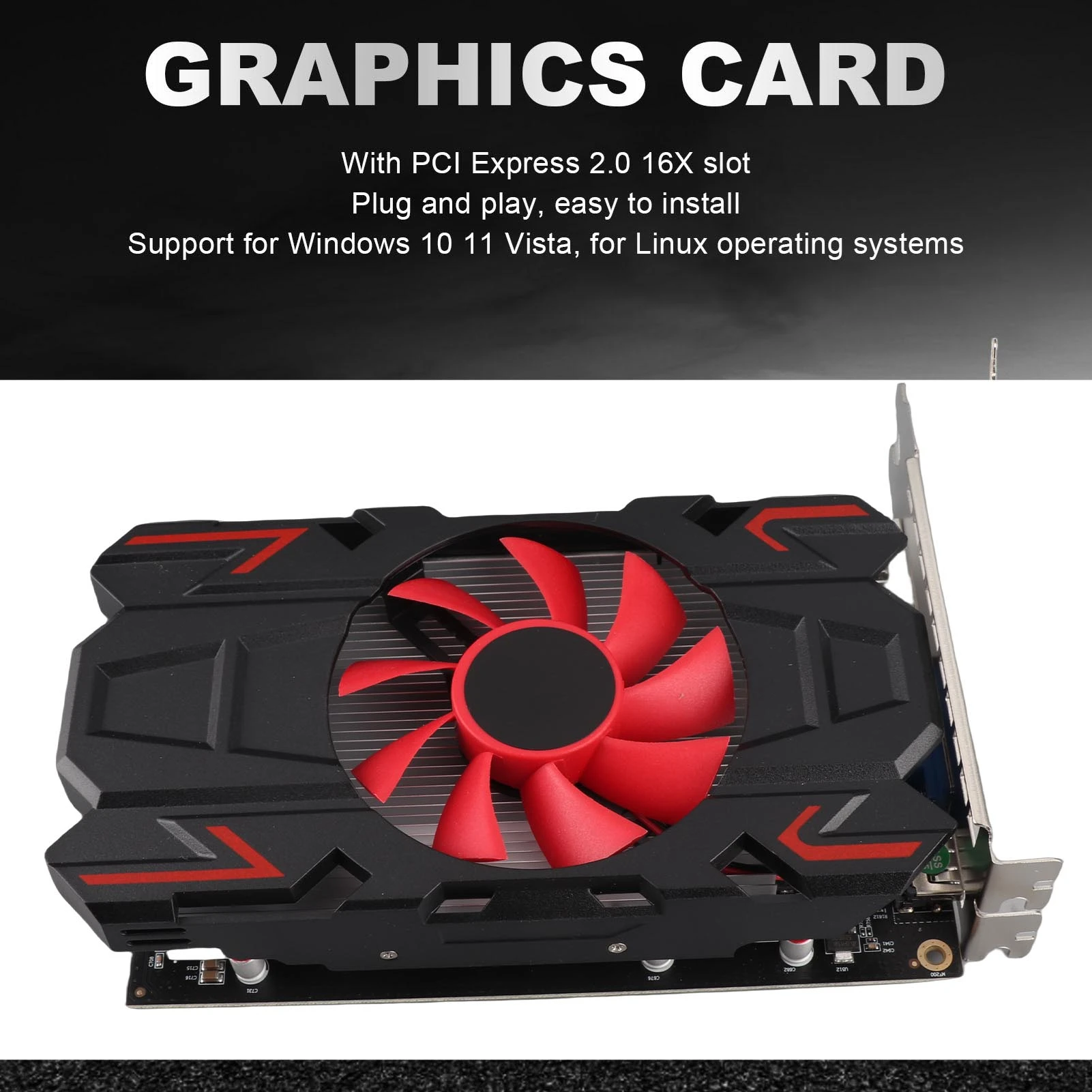 HD7670 4GB DDR5 128bit Graphics Card with Cooling Fan 2560x1600 Support HD Multimedia Interface DVI VGA Game Graphics Card