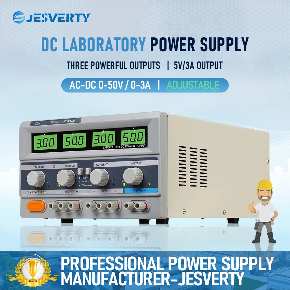 QJ5003Clll 315W 3-Way DC Desktop Power Supply 0-50V 0-3A Adjustable 3-Digit Display Current Limiting Switching Power Supply