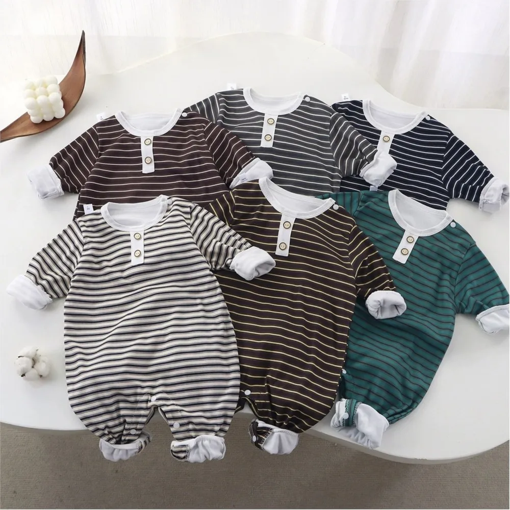 

Autumn New Baby Long Sleeve Casual Striped Romper Infant Boy Girl Cotton Soft Loose Jumpsuit Newborn Toddler Clothes 0-18M