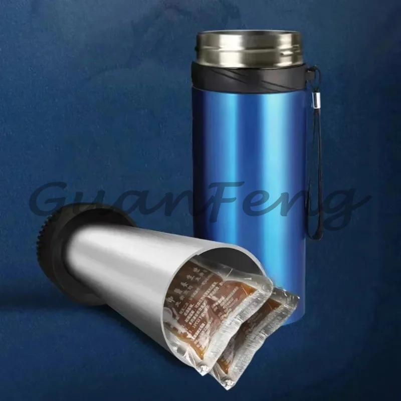 304 stainless steel vacuum thermos cup, 900mL portable cooler, USB mini beverage refrigerator