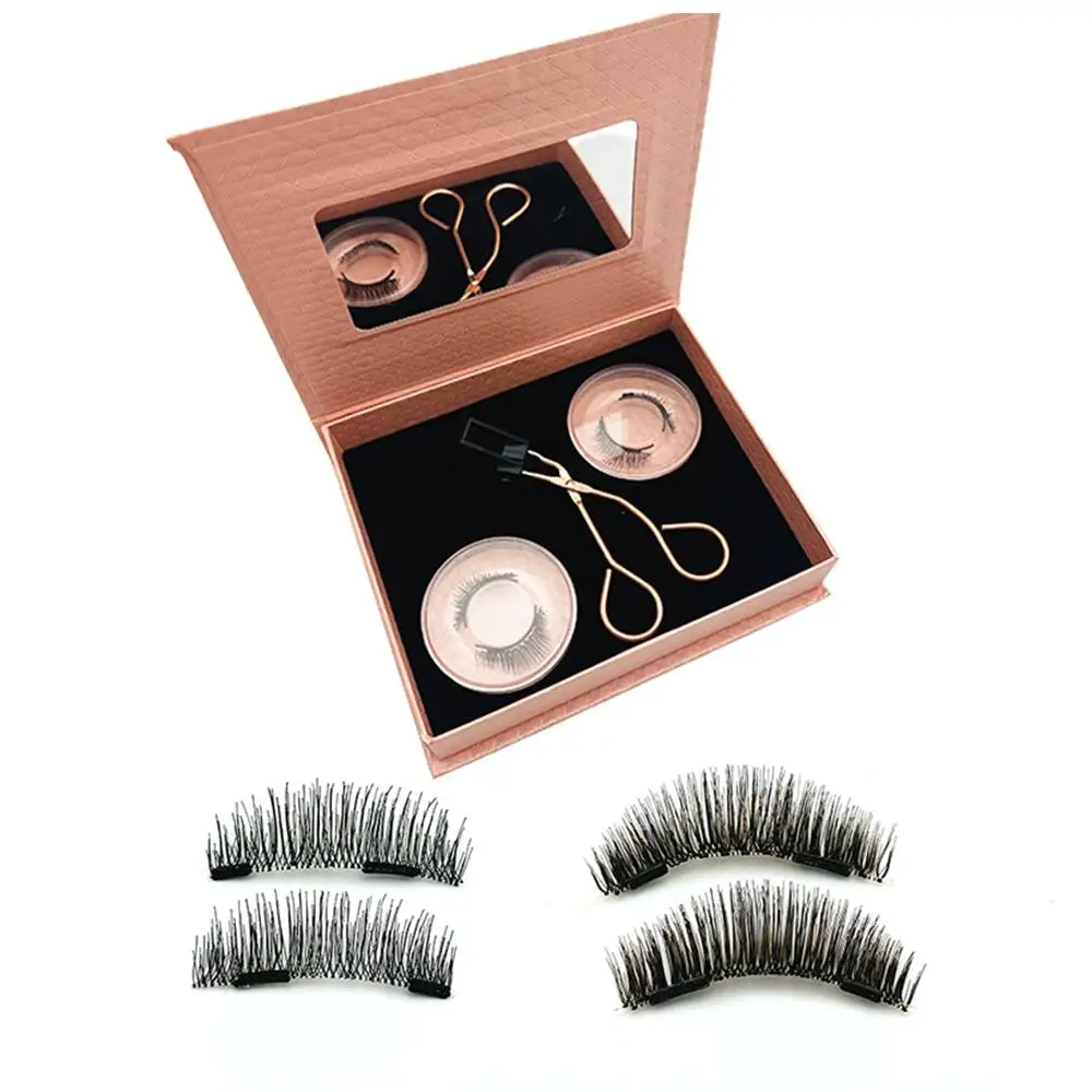 2/3 Pairs Magnetic False Eyelashes With Eyelash Curler Natural 3D Cross Wispy Soft Extension Lashes Fluffy Eyelash Natural L7J9