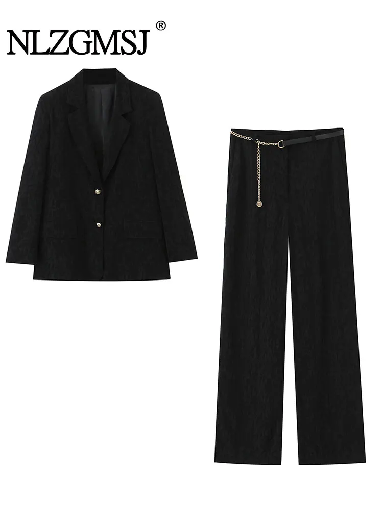 

NLZGMSJ жаккардовые брюки для женщин, комплект из 2 предметов, модный пиджак, пальто, женский костюм, повседневный комплект из двух предметов, женская одежда