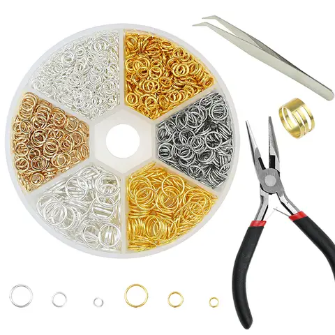 Kc 골드 컬러 합금 쥬얼리 오픈 점프 링 세트 DIY 팔찌 목걸이 체인 용품 결과 4 6 8mm 액세서리 키트