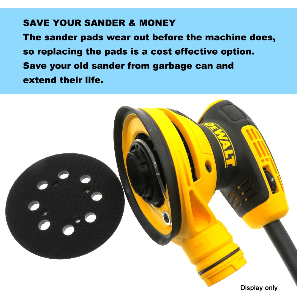 5 Inch Hook and Loop Sanding Pad 8 Holes 125mm by 4 Screw Hole with Foam Buffing Pads for Polishing and Sanding