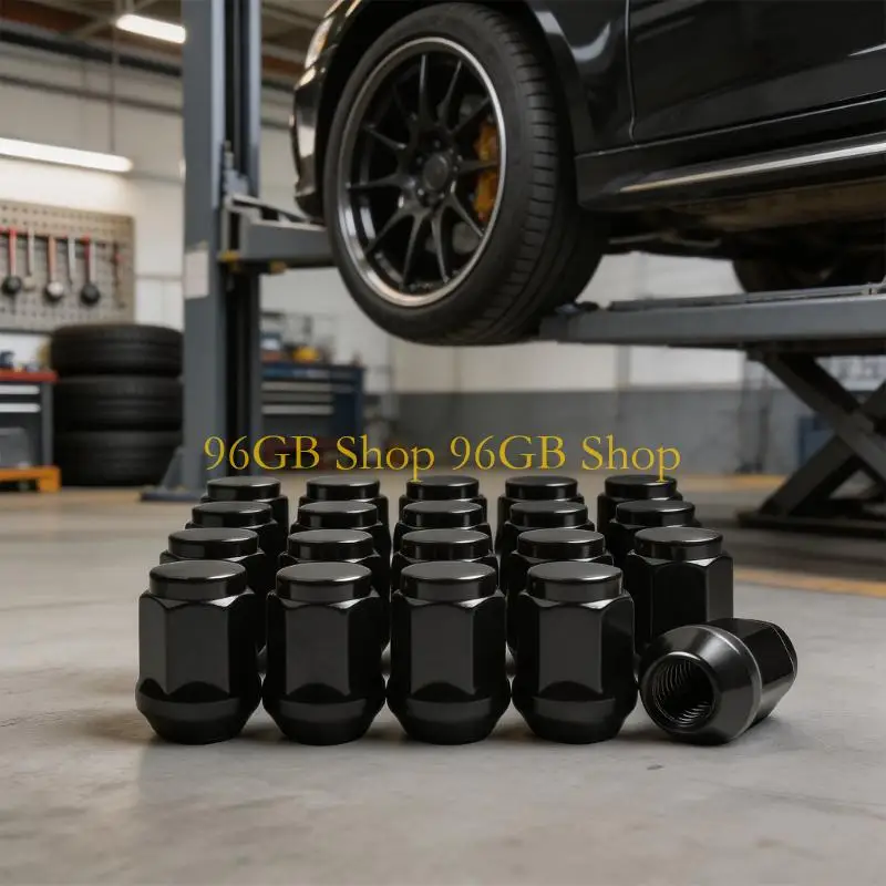 96GB M12x1.5 Wheel Nut Set Black Closed End for Wheel Service Use