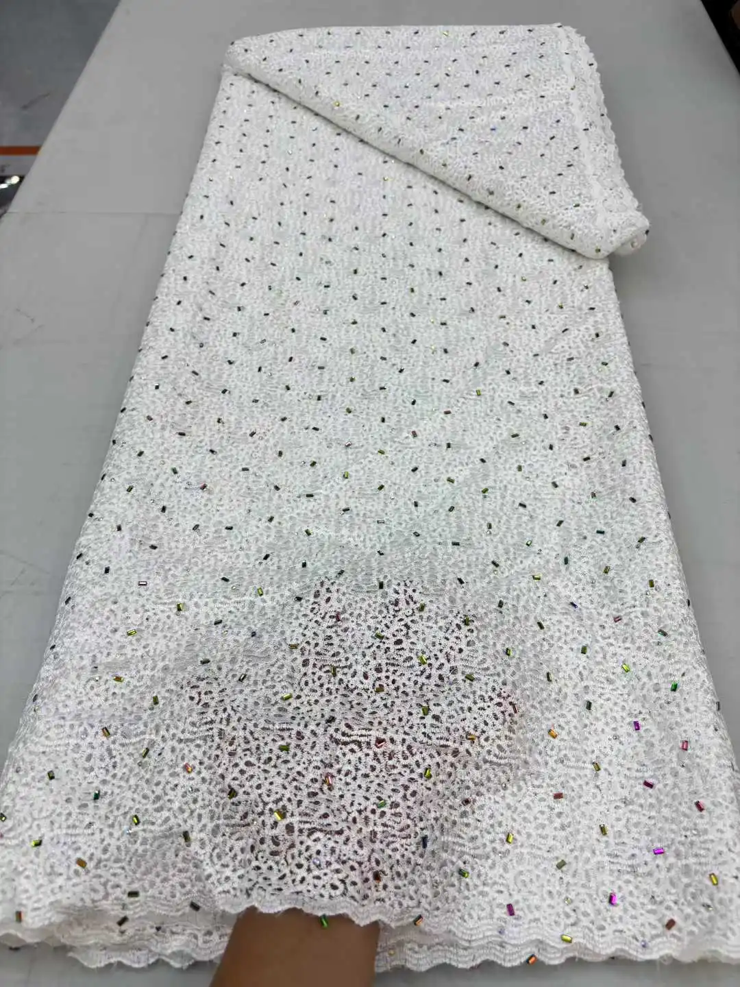 

Latest African Stones Lace Fabric 2025 High Quality Nigerian Cord Lace French Mesh Lace Fabric For Wedding Party Dress Sewing