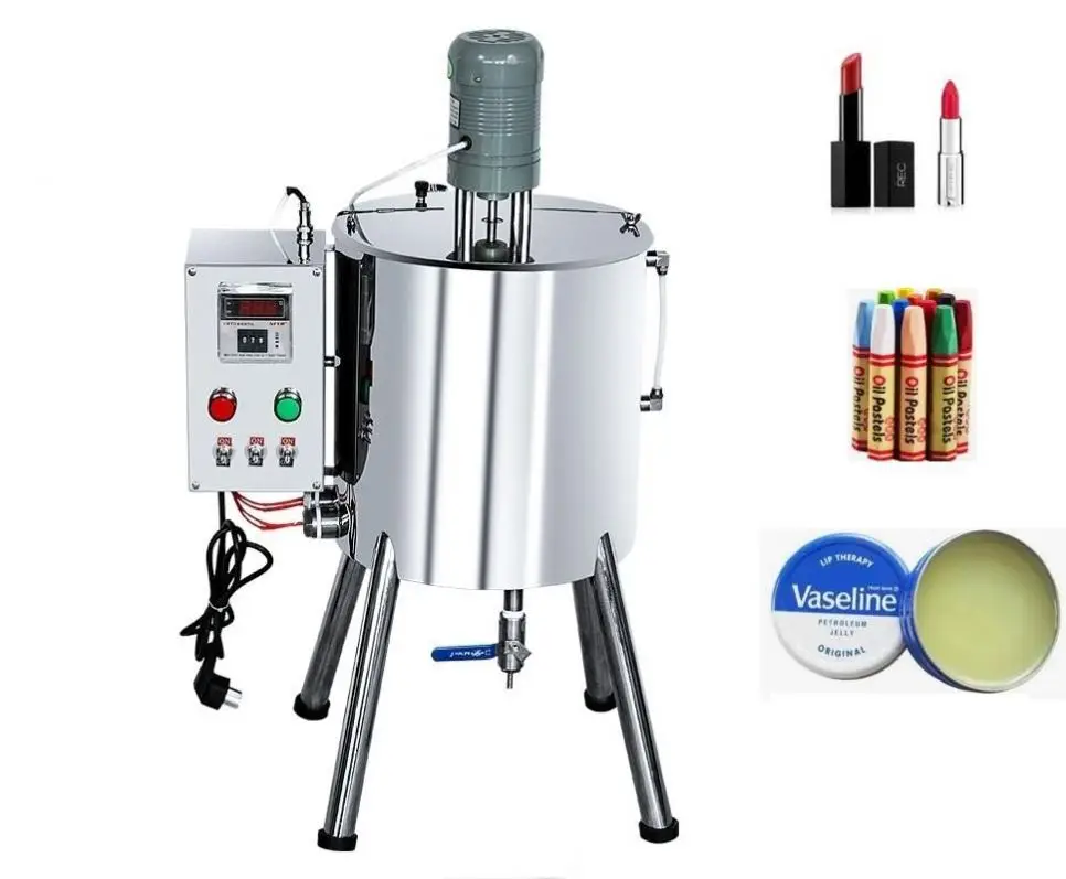 15L 30L Semi Automatic Heating Stirring Liquid Cream Balm Mixing Lipbalm Paste Cans Filling Lipstick Making Machine