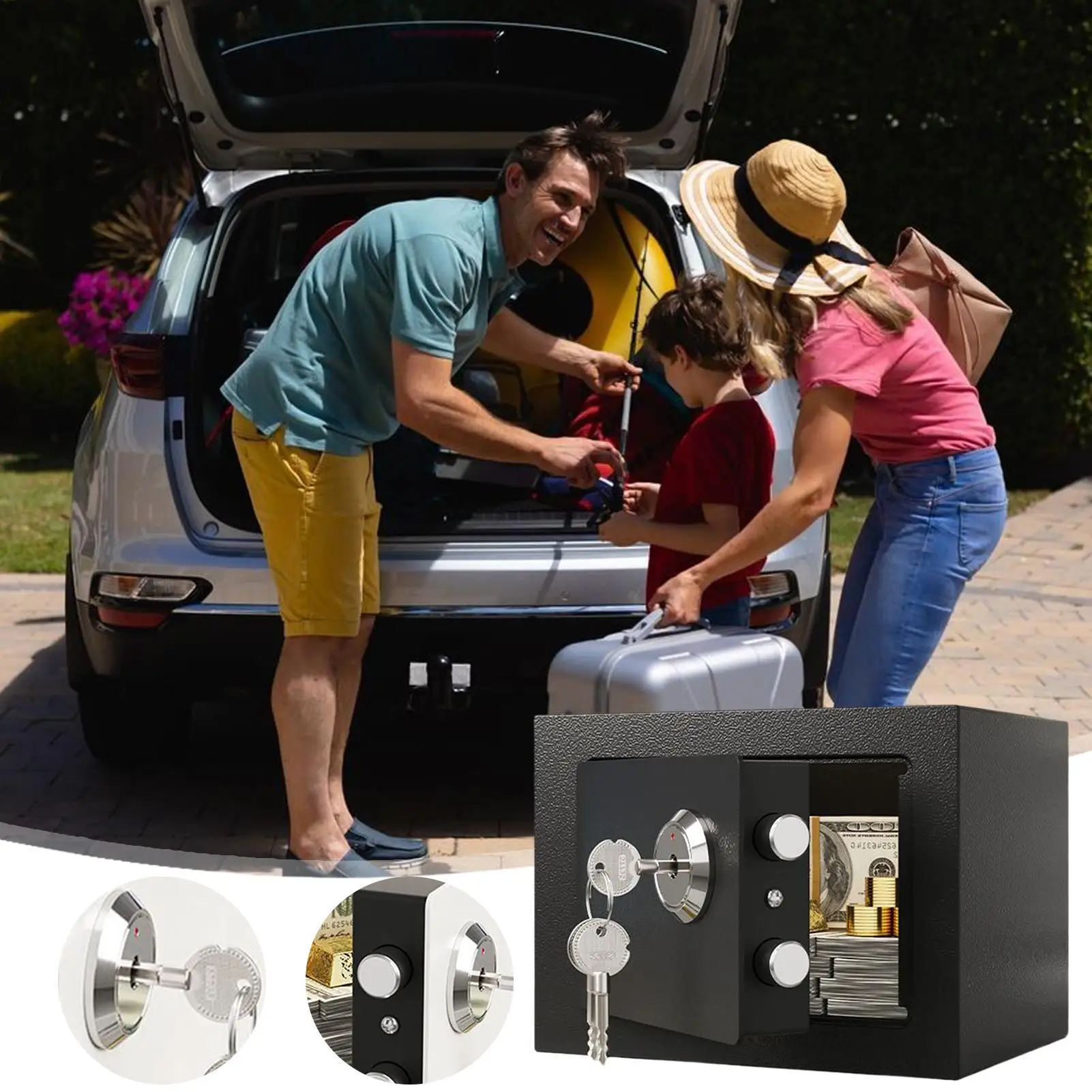 Cassaforte di sicurezza in acciaio per piccoli contanti con slot per monete Cassa per soldi ignifuga portatile per oggetti di valore Armadietto Appartamenti Documenti File