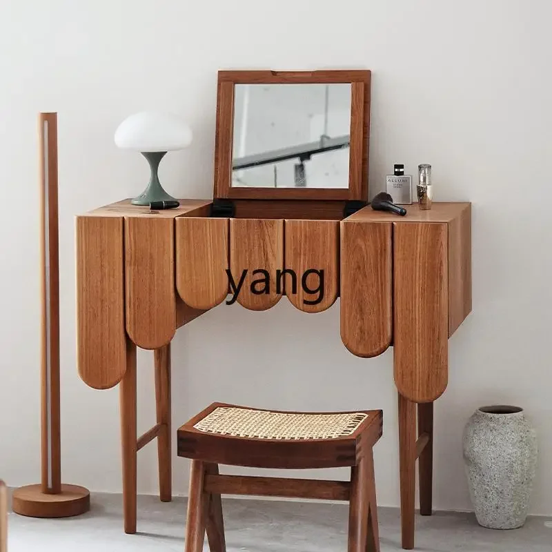 

LMMNordic Teak Piano Dressing Table Home Storage Makeup Table Master Bedroom Storage Cabinet Integrated Table